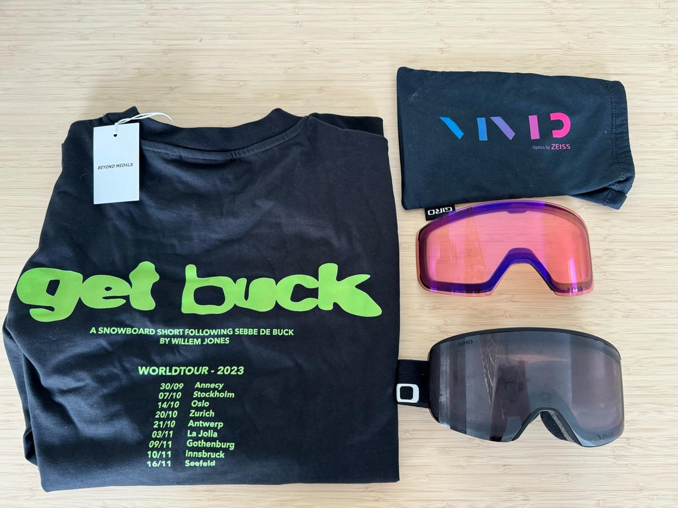 LTD Get Buck Tour Shirt and Giro x Zeiss Collab Goggles