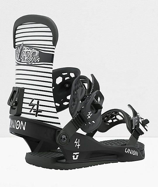 Union x Lurking Class by Sketchy Tank STR Sketch Black & White Snowboard Bindings. Size Large