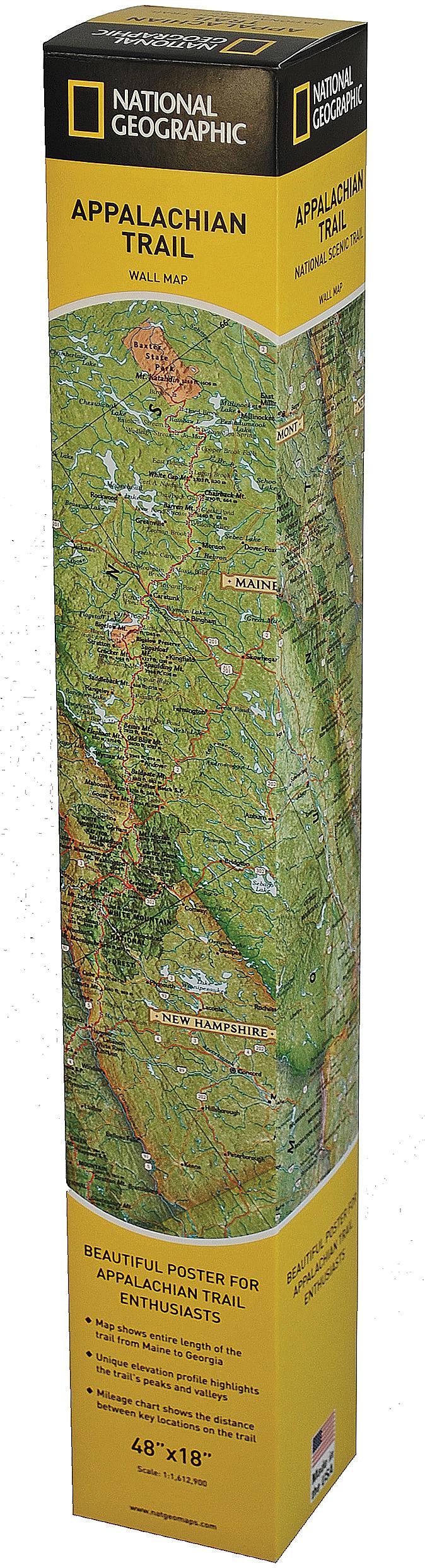 APPALACHIAN TRL WALL MAP BOXED