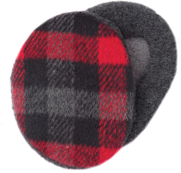 EARBAGS FLEECE PLAID BLK/RD SM