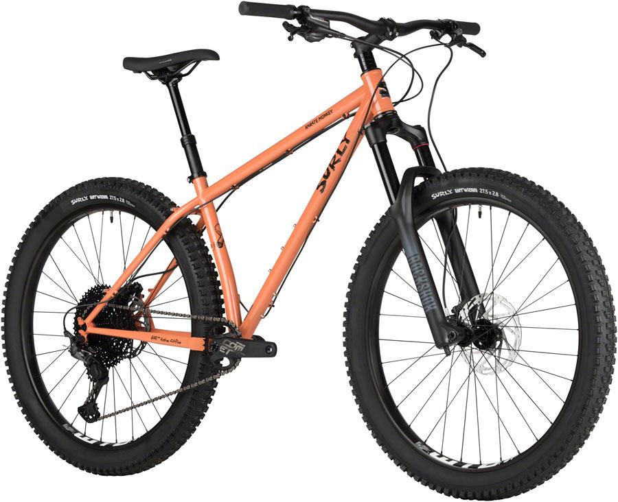 Surly Karate Monkey Front Suspension Bike - 27.5", Steel, Peach Salmon Sundae, Large