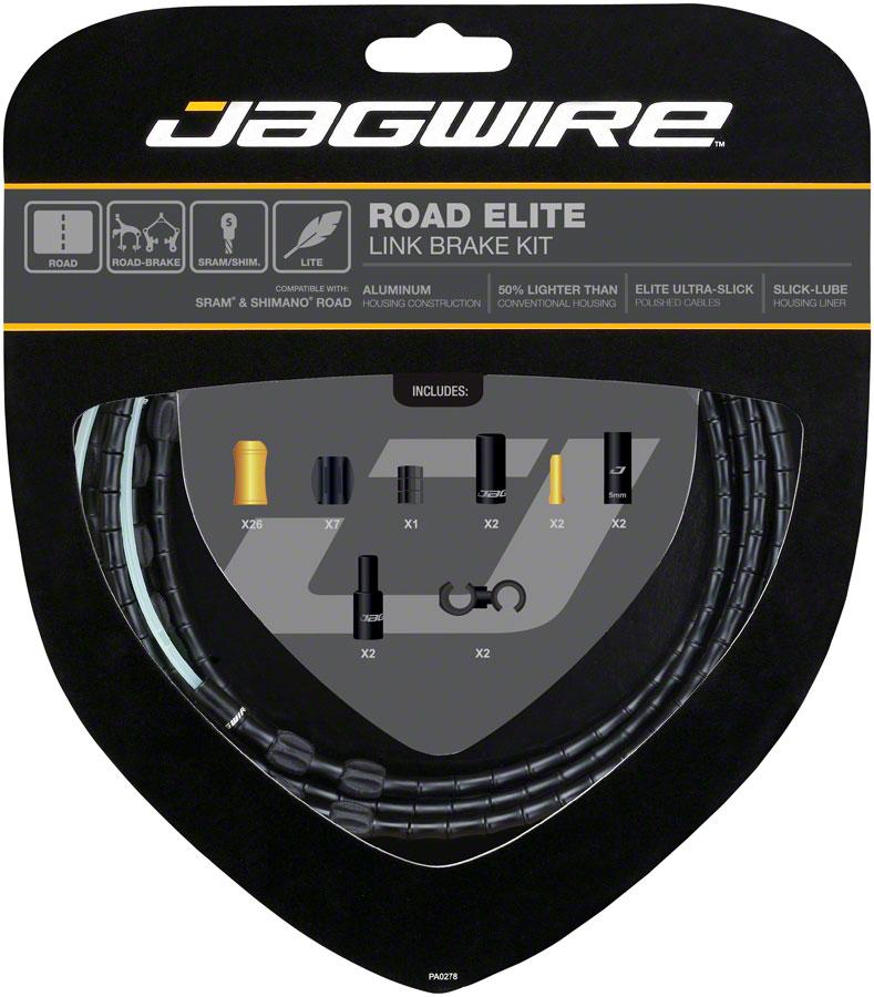 Jagwire Road Elite Link Brake Cable Kit SRAM/Shimano with Ultra-Slick Uncoated Cables, Black