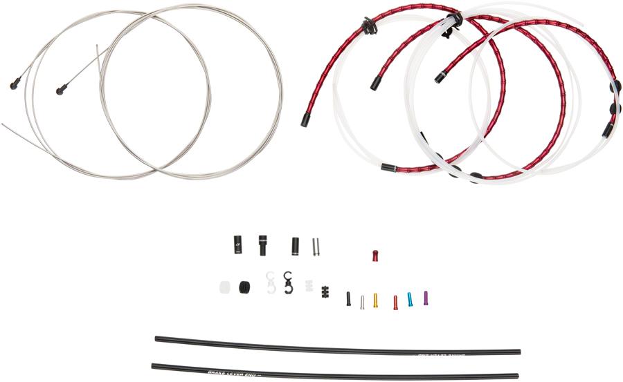 Jagwire Road Elite Link Brake Cable Kit SRAM/Shimano with Ultra-Slick Uncoated Cables, Red