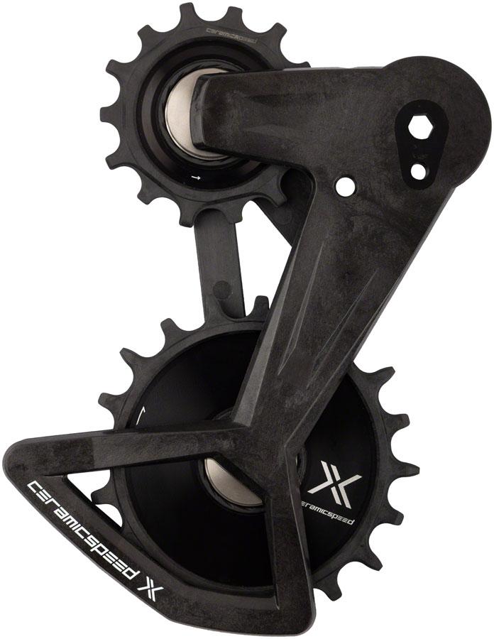 Ceramic Speed OSPW X Pulley Wheel System - For SRAM Eagle T-Type AXS Rear Derailleur, Black Cage with Black Pulley Wheels