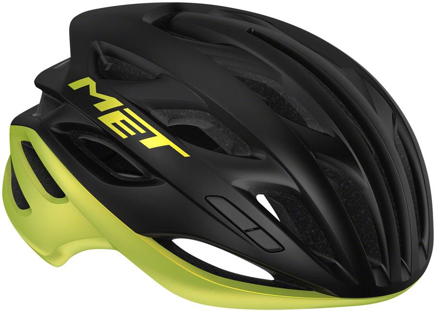 MET Estro MIPS Helmet - Black/Lime Yellow Metallic, Glossy, Large