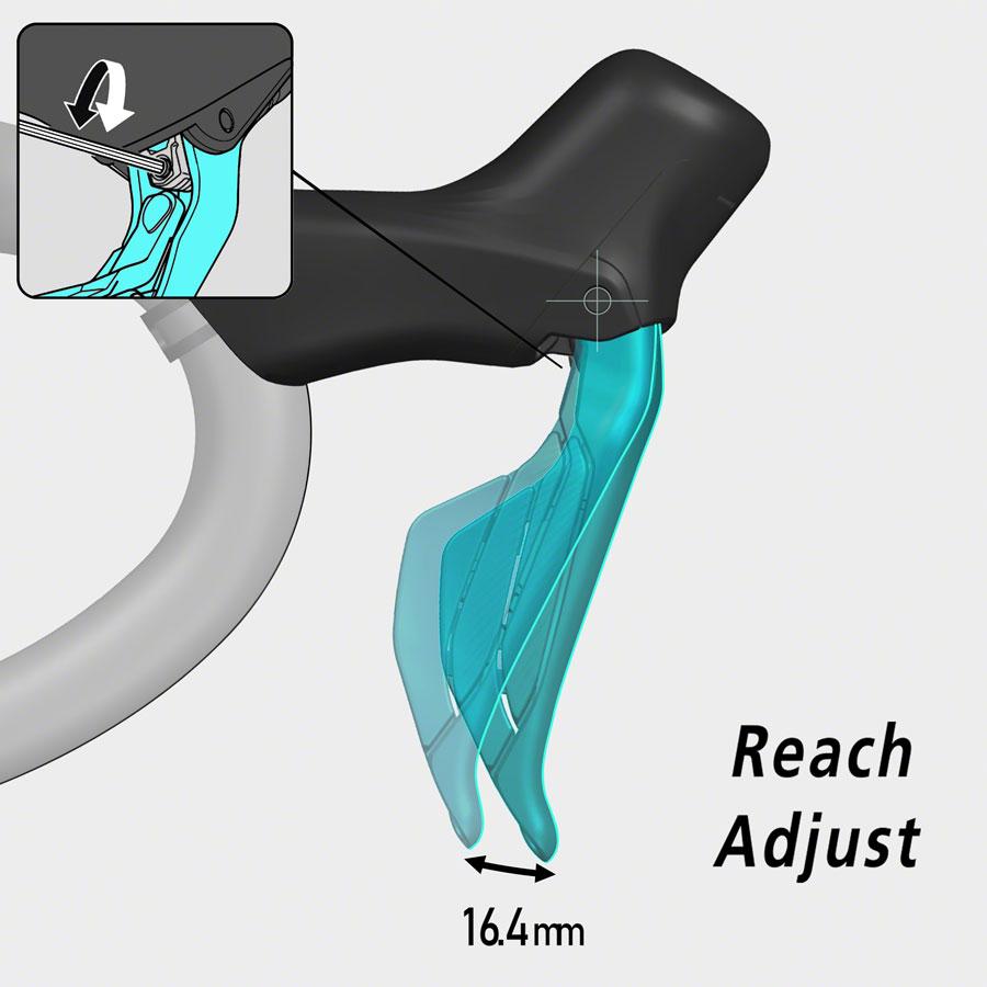 Shimano 105 ST-R7170-L Di2 Shift/Brake Lever with BR-R7170 Hydraulic Disc Brake Caliper - Front, 2x, Flat Mount with Fork Adaptor, Black