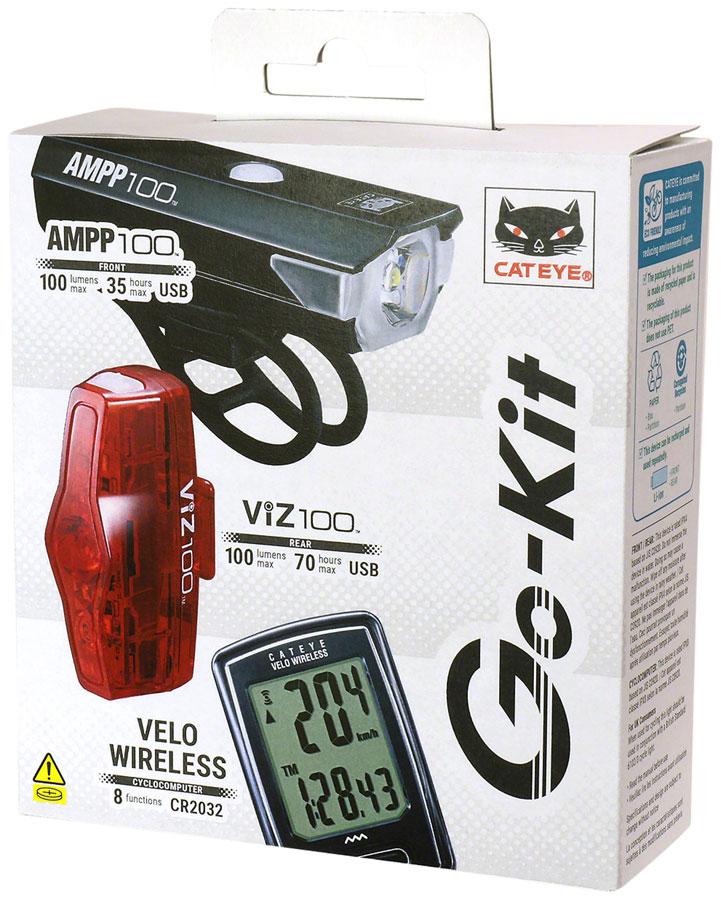 CatEye GS22 Go Kit Light and Computer Set - AMPP100 , ViZ100, Velo Wireless