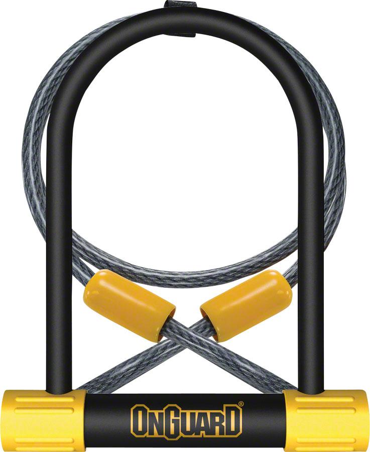 OnGuard BullDog Series U-Lock - 4.5 x 9", Keyed, Black, Includes 4' cable and bracket