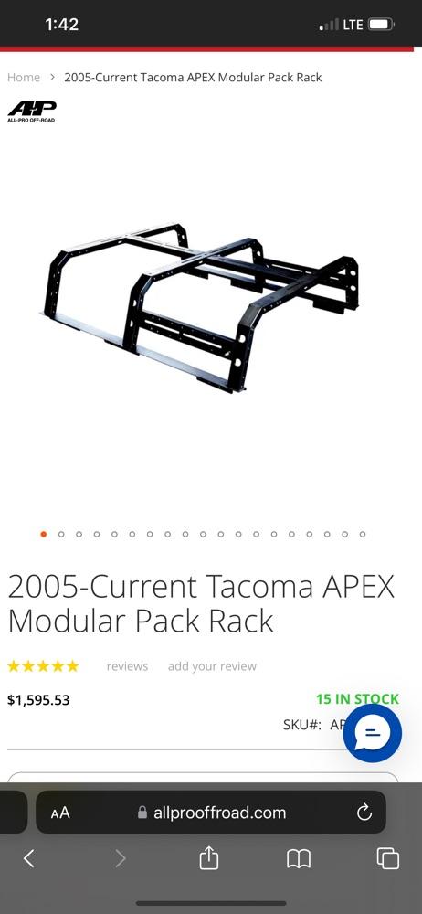 Apex bed rack for Tacoma 6ft bed